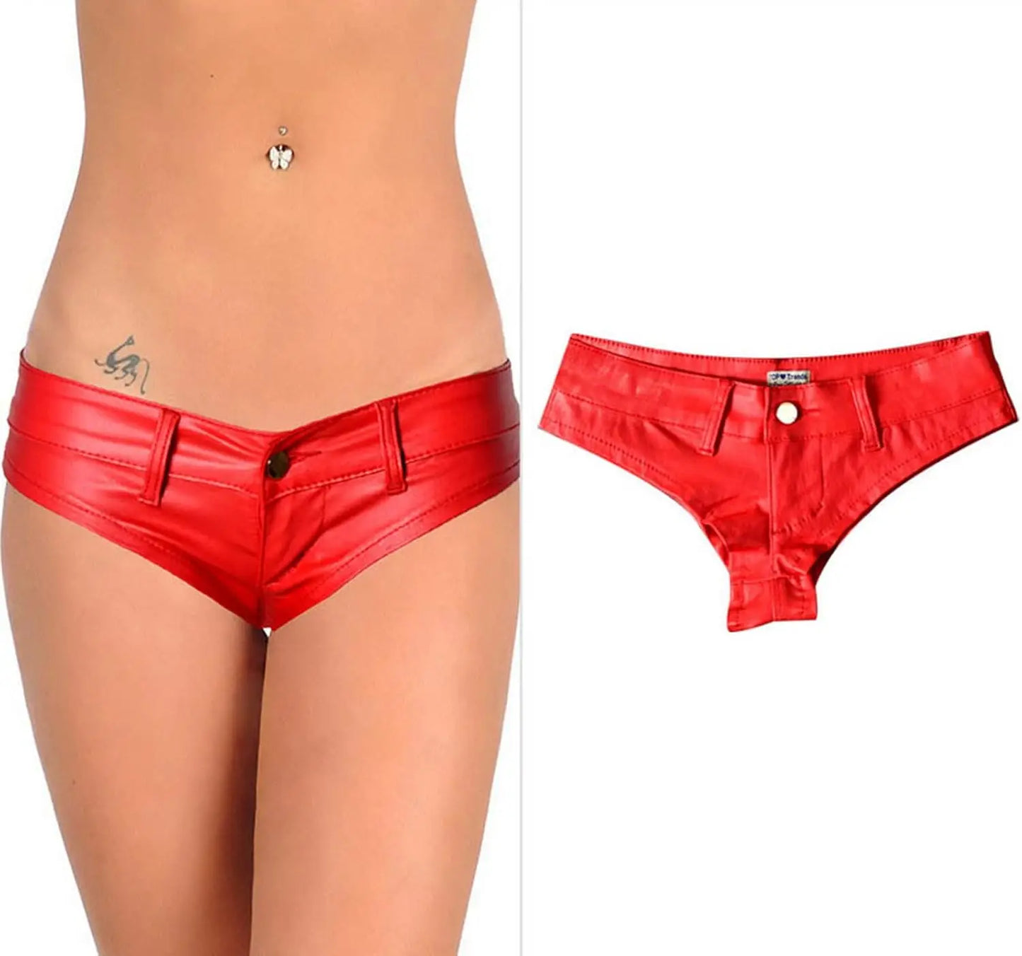 Women's Low Rise Stretch PU Faux Leather Shorts Bikini Hot Pants