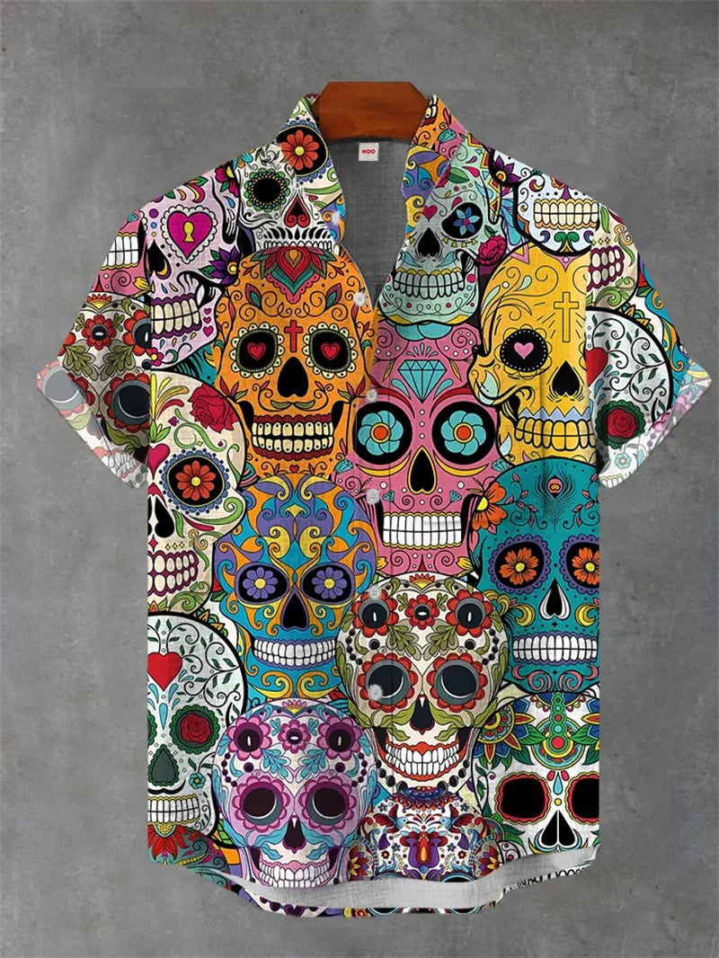 2025 3D Printed Linen Shirt Summer Casual Men's Button Short Sleeved Top Street Fashion Retro Shirt Roupa Masculina