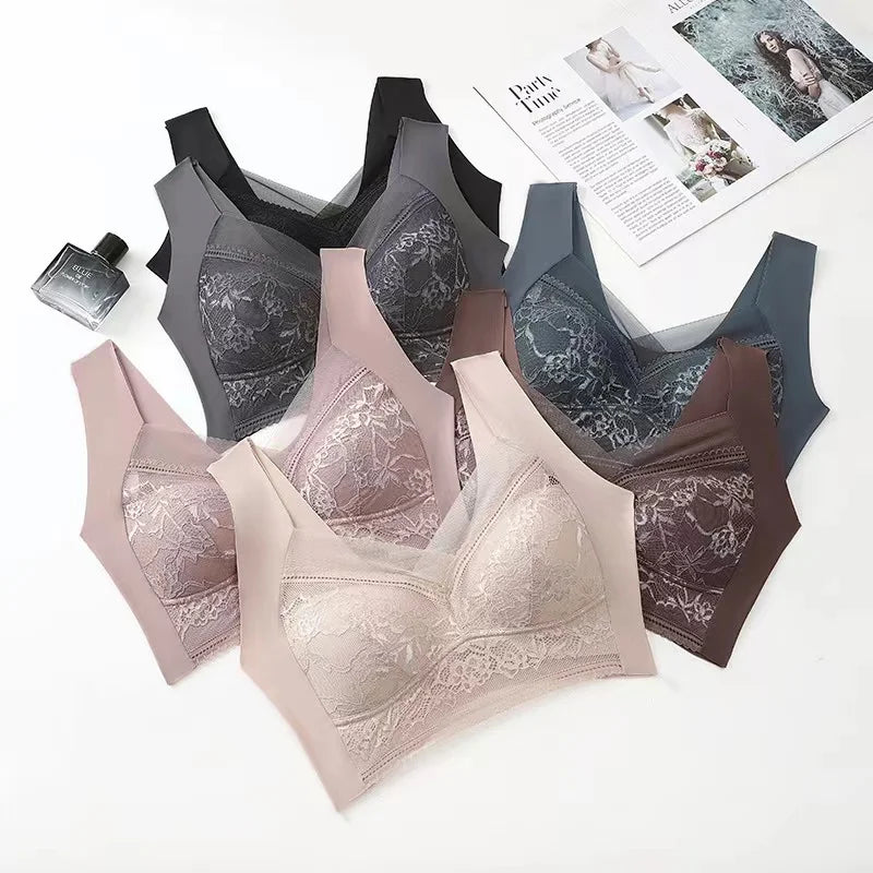 High-quality Sexy Lace Seamless Women's Vest Top Support anti-sagging No Steel Ring Women's Bra Sports Yoga Vest Thin Section