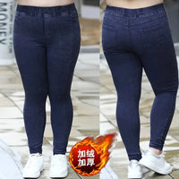 Women Jeans 2022 New Autumn Trousers High-Waist Elasticity leggings Velvet Warm Winter Denim Pants Female Long Pants 6XL 7XL 8XL