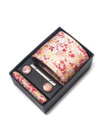 2025 New Design Fashion Brown Paisley Tie Handkerchief Cufflink Set For Men Necktie Clothing Accessories Birthday Present