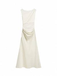 Retro Ele White Lace Satin Patchwork Design High Waist Slimming Long Skirt  Dr Soft Polyester Summer Gown