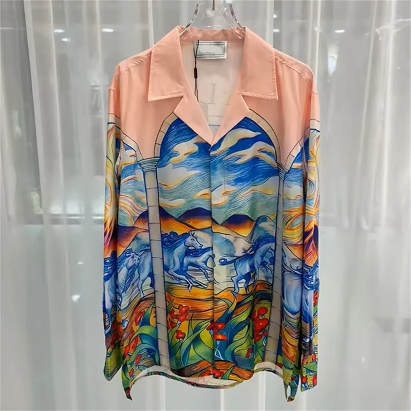 2025 men's printed T-shirt, men's and women's long sleeved shirt, 100% polyester fiber, fashionable and comfortable casual men's