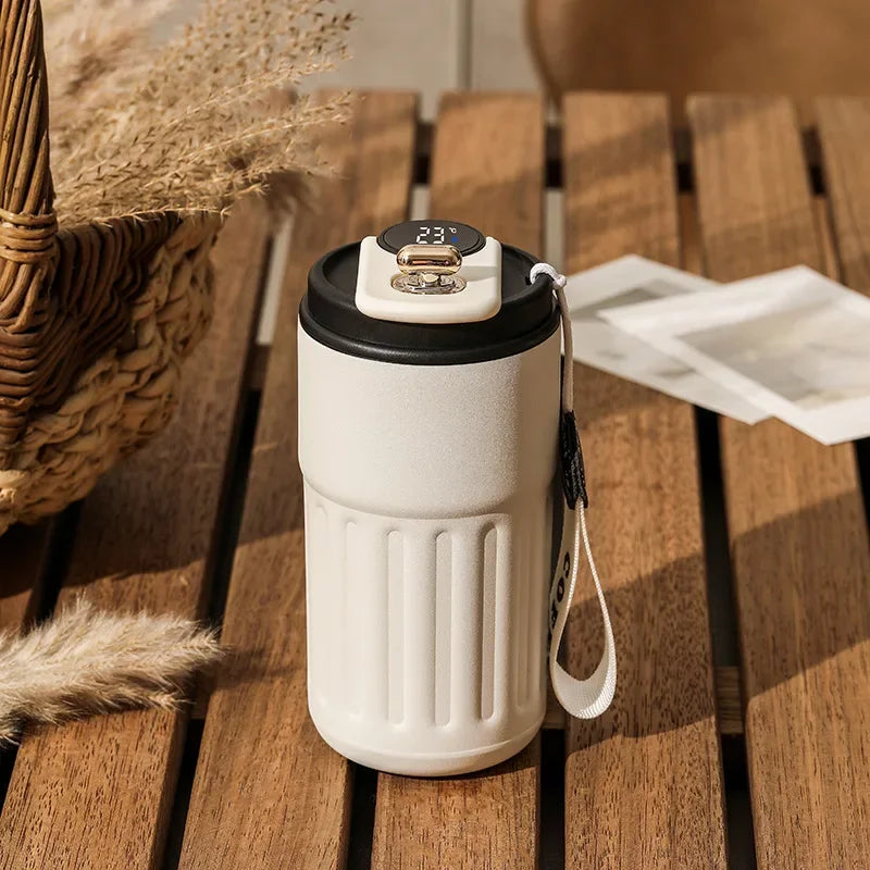 Double-layer Stainless Steel Vacuum Insulated Water Cup with Intelligence Temperature Display Thermal Travel Mug Coffee Hot Cup