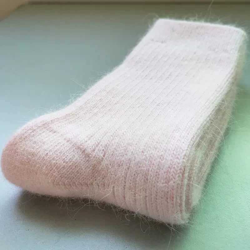 Wool Socks for Women Autumn Winter Medium Tube Socks Thickened With Wool Warm Rabbit Hair Socks Winter Black Cashmere Stockings