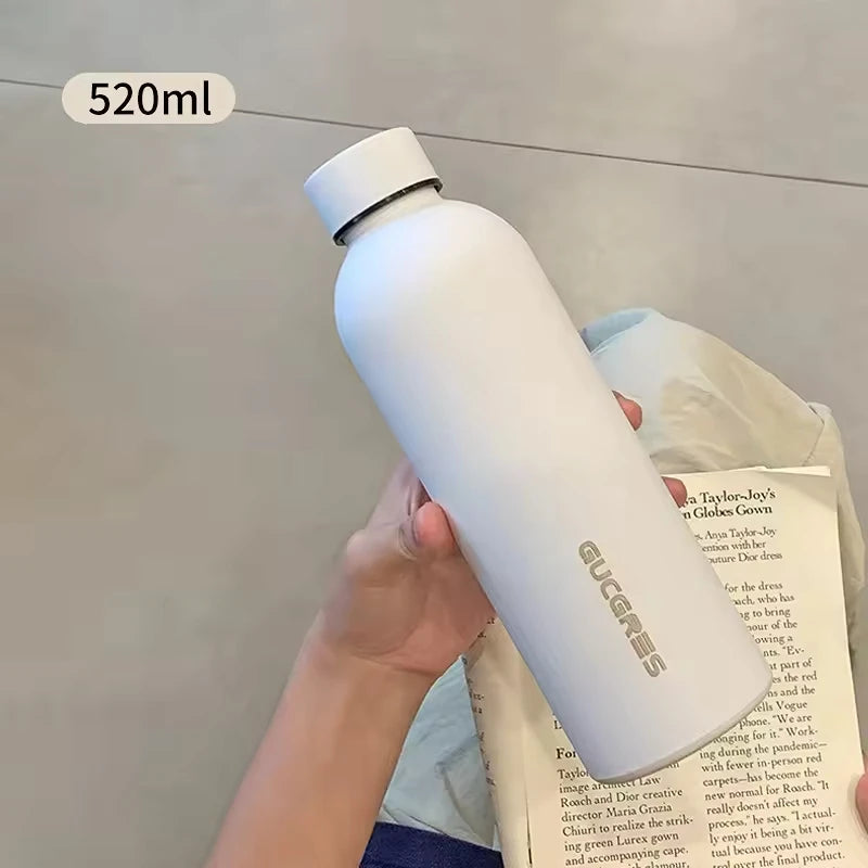 520ml Insulated Bottle Solid Color Stainless Steel Jug with Lid Large Capacity Ice Coffee Cup Portable for Driving Travel Home