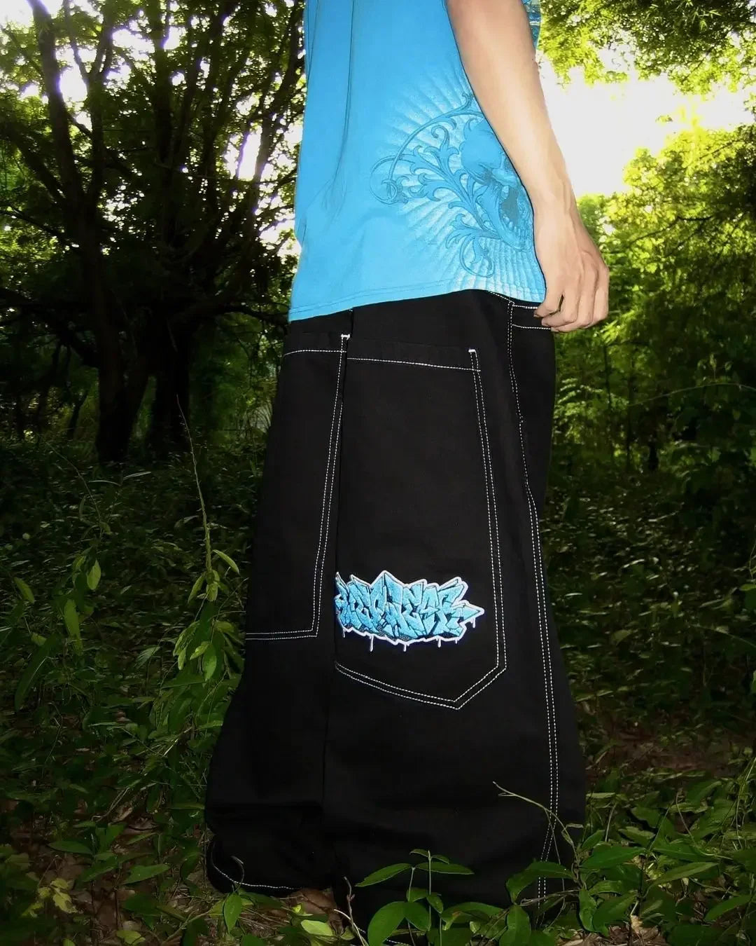 Harajuku Money Print Streetwear Jeans High Waist Wide Trouser Black Pants Streetwear Men Hip Hop Women Embroider Y2k Baggy Jeans