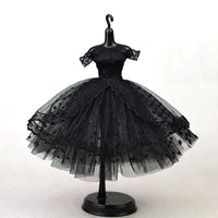 Dress Up Doll Dress Evening Party Prom Dress Lace Dolls Clothes Mini Black Tutu Dotted Doll Princess Dress Doll Accessories