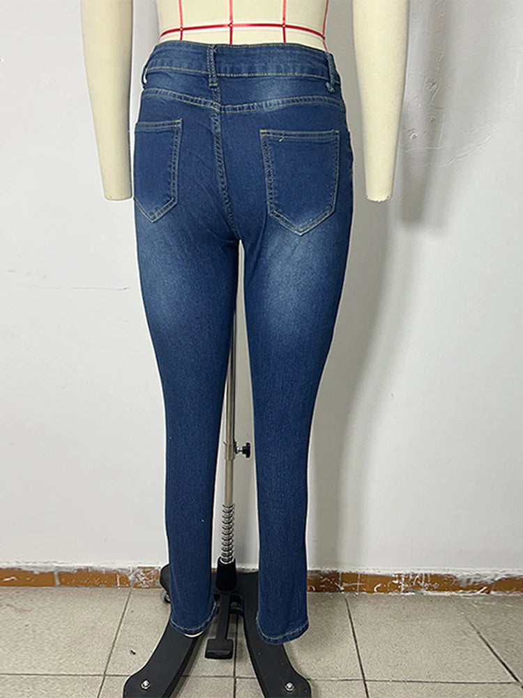 2025 Autumn Women's Stretch Jeans Fashion Slim Pencil Skinny Denim Trousers Female 2025 New Lady Outwears