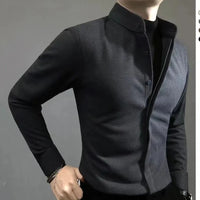 Business Casual Men Shirts Spring Autumn New Solid Lapel Covered Button Korean Streetwear Fashion Office Social Long Sleeve Tops