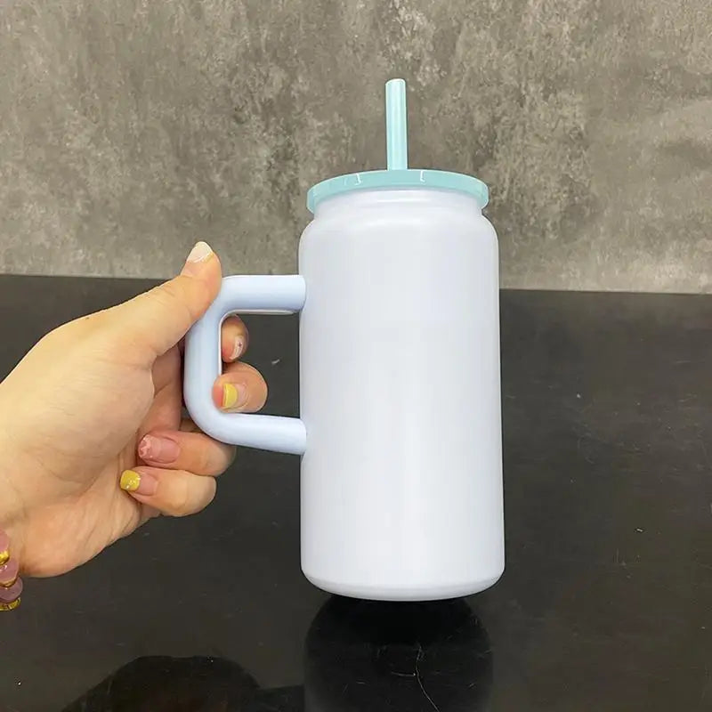 Insulated Coffee Mug Insulated Coffee Cup With Handle 16oz Stainless Steel Drinking Cup Portable Straw Tumbler For Commute Gym