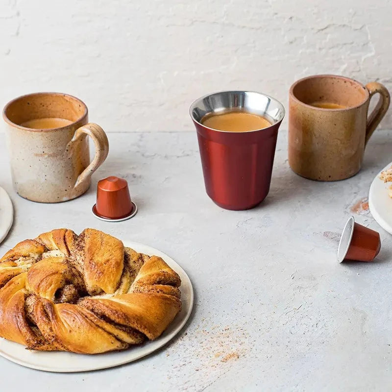 Double Wall Insulated Stainless Steel Espresso Cup Capsule Coffee Mug Metal Drinking Demitasse Cup For Home Indoor or Outdoor