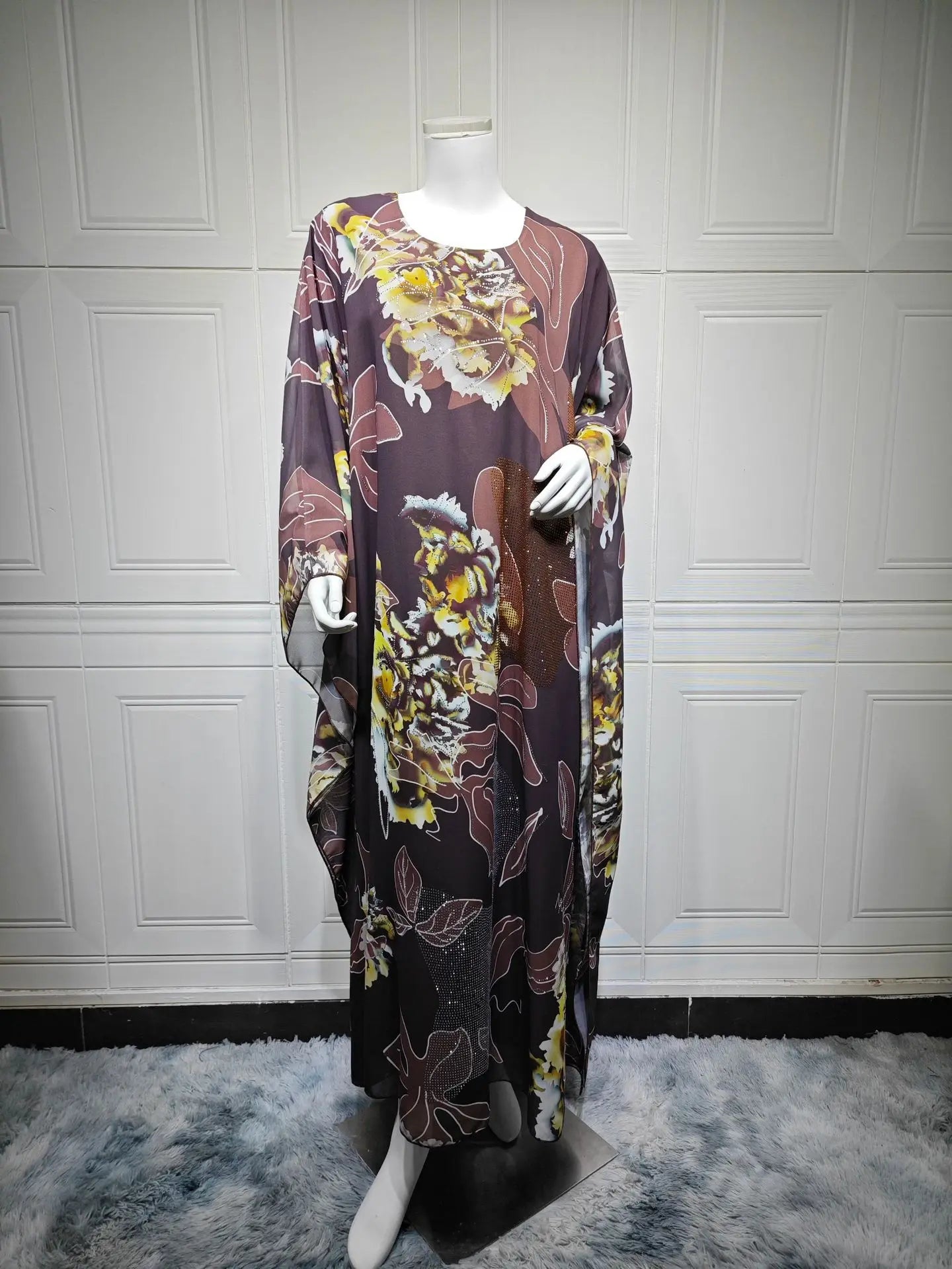 Muslim Dress for Women Chiffon Diamond Party Abaya Dresses Arab Long R –  Mega Mart Center