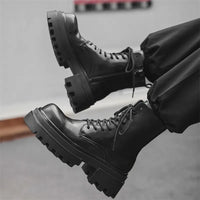 Boots for Men Fad Thick Sole Tooling Boots Men's High Quality Ankle Boots Outdoor Comfort Versatile Locomotive Boot Botas Hombre