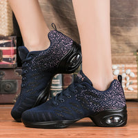 Breathable Dance Sneakers Woman Man Black Red Air Mesh Split-sole Square Dance Salsa Dancing Shoes Girls Ladies Sports Shoes