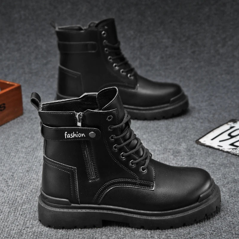Men's new casual boots fashion versatile four season wear-resistant comfortable high top boots fashion outdoor youth work boots