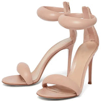 Golden open toed shoes, sexy one-piece belt, summer new high heels, women's slim heels, versatile fashion sandals