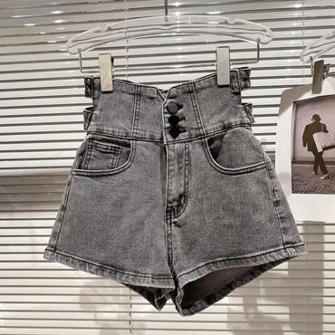 2023 Summer New Design High Waist Back Cross Wide Leg Denim Shorts Women Short Jeans Streetwear Women GB426