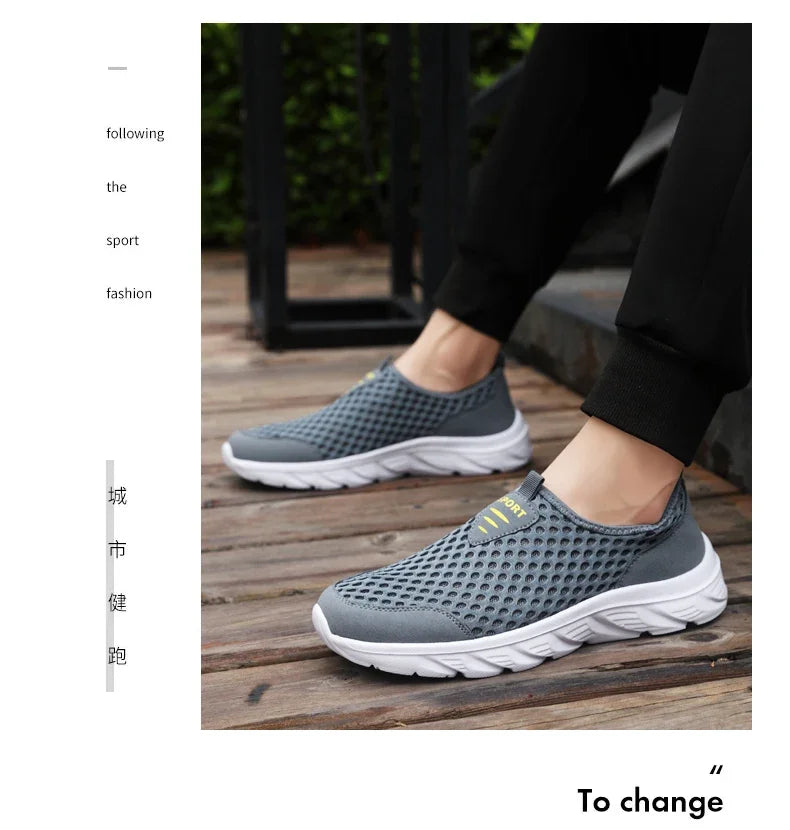 YRZL Lightweight Men Casual Shoes Breathable Slip on Male Casual Sneakers Anti-slip Men's Flats Outdoor Walking Shoes Size 39-46
