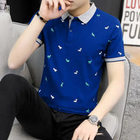 Fashion Lapel Button All-match Printed Polo Shirts Men Clothing Summer New Oversized Casual Pullovers Loose Korean T-Shirt