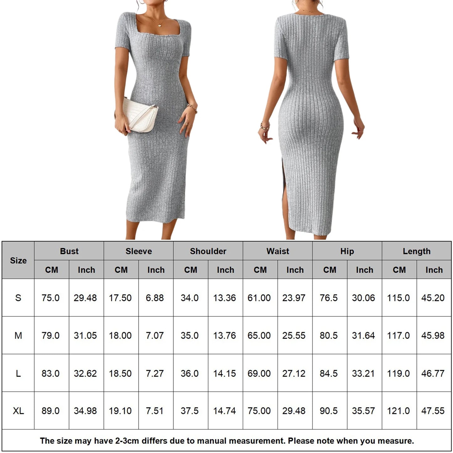 Women Short Sleeve Dress Soft Knitted Elegant Bodyon Dress Casual Skinny Slim Fit Pullover Commuting Midi Dress