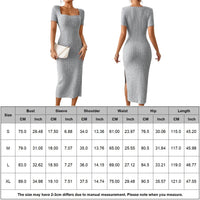 Women Short Sleeve Dress Soft Knitted Elegant Bodyon Dress Casual Skinny Slim Fit Pullover Commuting Midi Dress