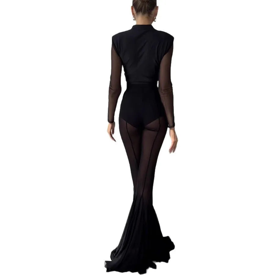 Women Spring Summer New Elastic Slim Flared Pants Loose Fashion Holiday Trouser Solid Color Casual Full Length
