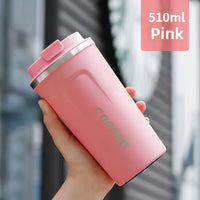 Durable Vacuum Insulated Coffee Travel Cup Stainless Steel Thermos Leak Proof Double Wall Matte Design Keeps Drinks Hot Cold