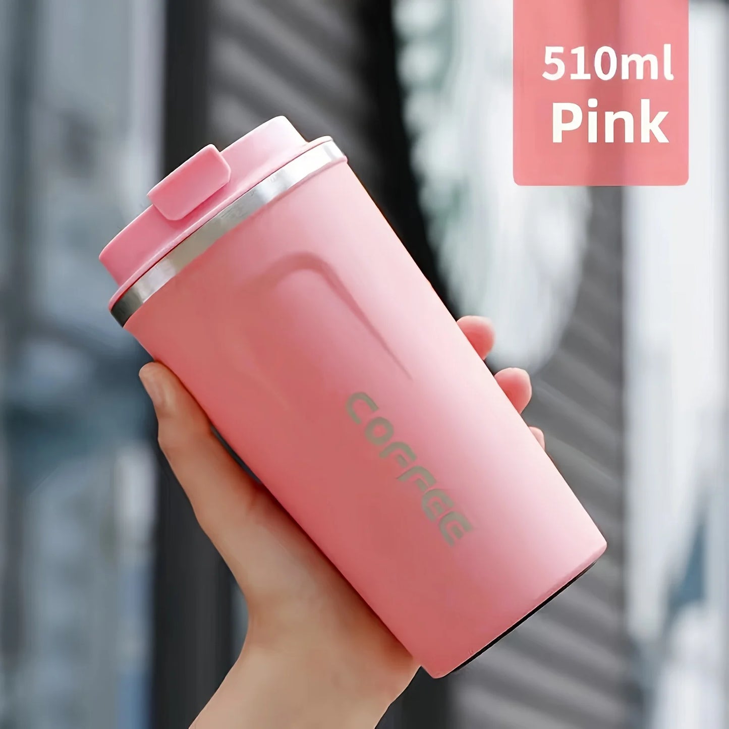 Durable Vacuum Insulated Coffee Travel Cup Stainless Steel Thermos Leak Proof Double Wall Matte Design Keeps Drinks Hot Cold