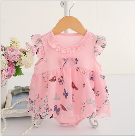 Hot Newborn Baby Dress Summer Baby Bodysuits 0-2 Years Cotton Kids Baby Girl with Long Sleeve Baby Bodysuit Infant Jumpsuit