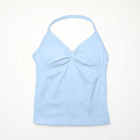 NCLAGEN Longline Strappy Top Sports Women's Yoga Vest With Built In Bra Fitness Top Gym Beautiful Back Running Workout Halter