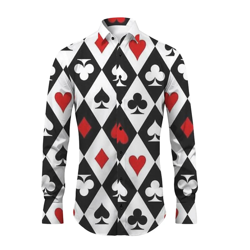 Men's shirt pattern shirt 3D printed shirt outdoor street long sleeved V-neck clothing fashion designer casual and comfortable
