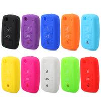 Car Key Case for VW Golf Jetta POLO for Skoda Yeti Superb Rapid Octavia for SEAT Leon Ibiza 3 Button Silicone Key Cover