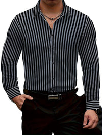 Men's Shirt Button Shirt Casual Shirt Black Red Blue Long Sleeve Striped Lapel Daily Vacation Wear Fashion Casual Tops Shirt