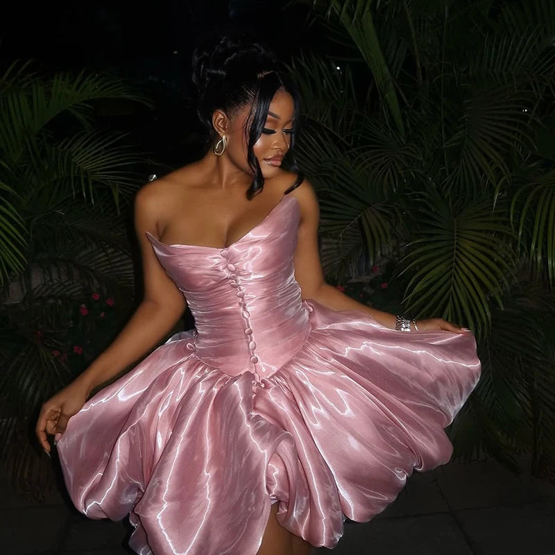 Thinyfull Formal Short A-Line Prom Evening Dresses Sweetheart Shiny Sleeveless Party Dress Night Cocktail Prom Gown Customized