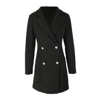Fashion Autumn Women Coats Black New Winter Streetwear Solid Suit Collar Button Elegant Coat Trench Slim Versatile Clothing Lady