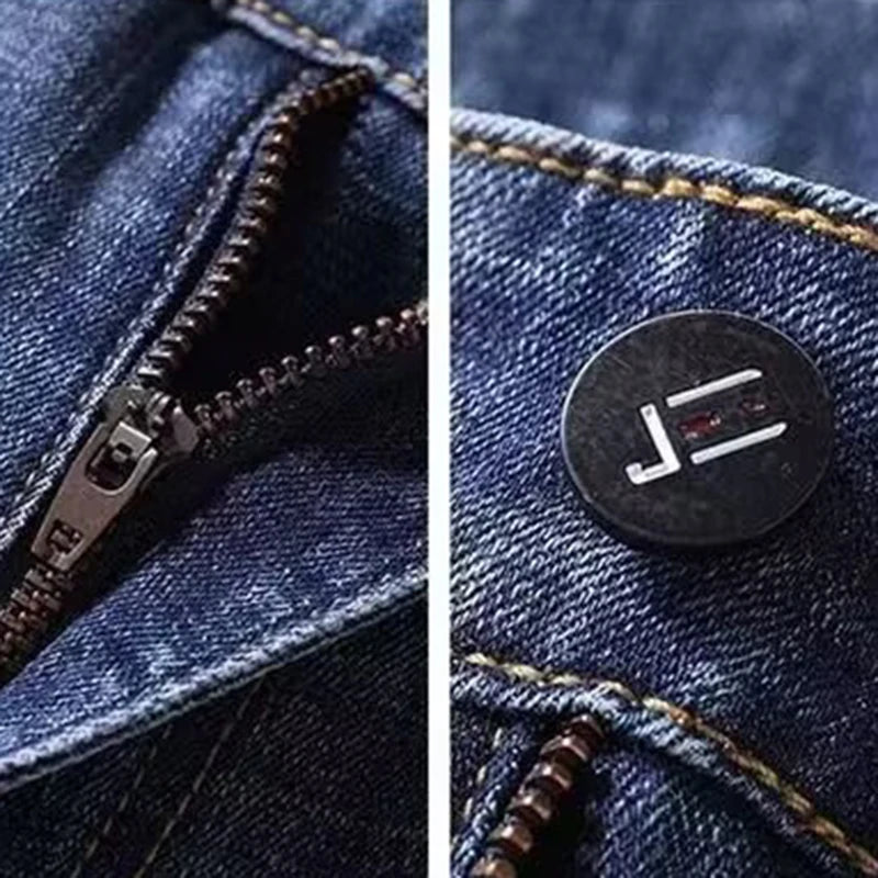 2025 New Men Fashion Loose Straight Elasticity Jeans Male Wear-Resistant Look Taller Denim Pants Smart Casual Dark Gray Trousers