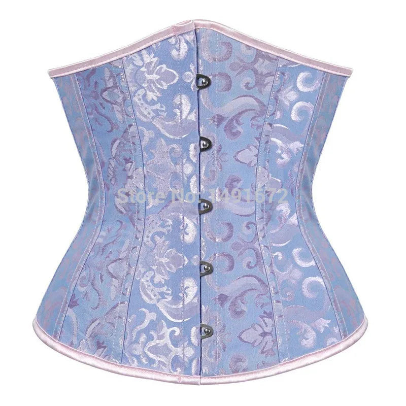Pink Corset Underbust Top Wome Plus Size Waist Cincher Sexy Gothic Corpete Corselet Fashion Black White Red Blue Rose