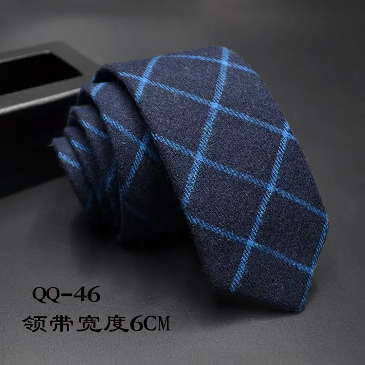 Mens Ties 6cm Classic Cotton Handmade Skinny Neck Ties for Men Striped Narrow Collar Slim Cashmere Tie Casual Plaid Tie For Man