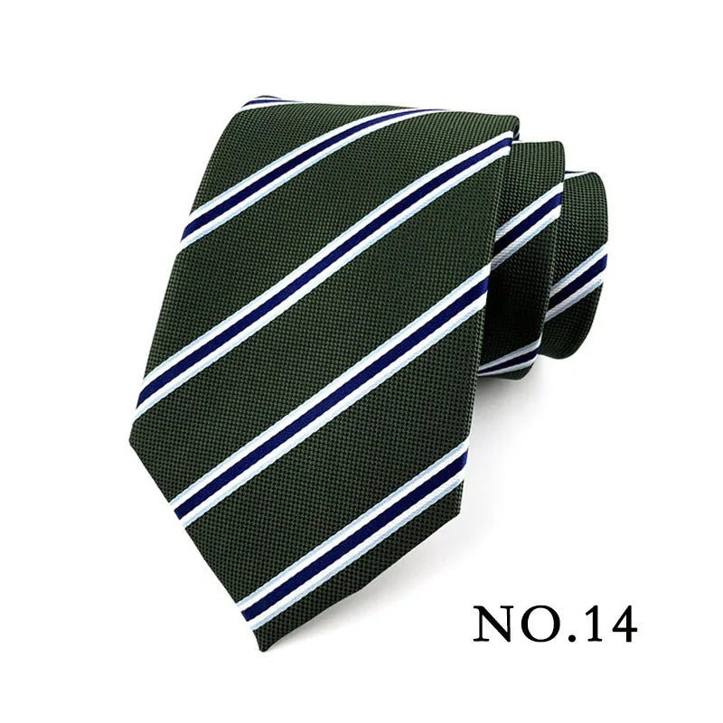 Fashion 8CM Mens Necktie Polka Dot Stripes Paisley Ties For Man Jacquard Woven Ascot Green Color Business Party Accessories