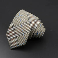 Classic Black Grey Plaid Cotton Necktie 6cm Slim Fashion Skinny Tie Men Tuxedo Suit Party Business Casual Accessory Cravat Gift