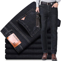 2024 NEW Men's Fashion Business Jeans Classic Style Casual Stretch Slim Jean Pants Male Brand Denim Trousers Black Blue