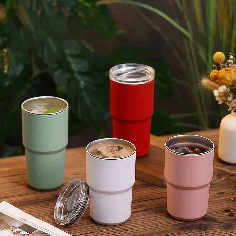 Stainless Steel Coffee Cup Double Layer Vacuum Insulation Cup Office Outdoor Portable Fashion Car Water Mugs for Friends Gifts
