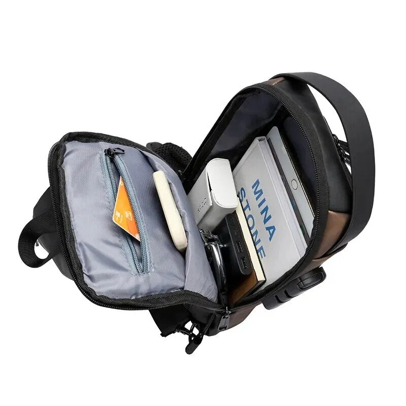 Men Multifunction Anti Theft USB Shoulder Bag Man Crossbody Cross Body Travel Sling Chest Bags Pack Messenger Pack