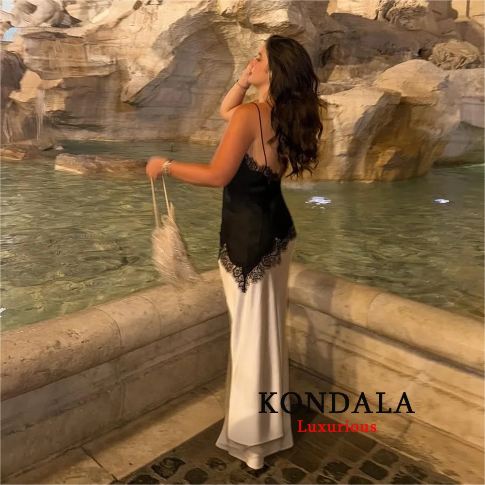 KONDALA Sexy Chic Black Lace Cami Tops Women V Neck Patchwork Sleeveless Y2K Girl Top Fashion 2025 Summer Fall Holiday Beach Top