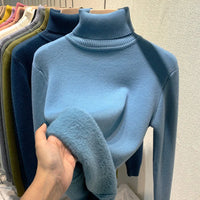 Sweater woman winter 2022 fashion knitted warm pullover women long sleeve loose high elastic casual knit Women's turtleneck