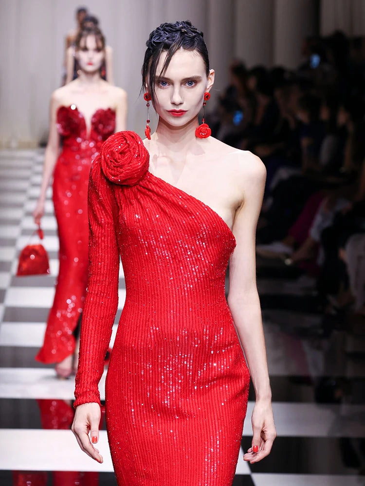 VC Red Christmas Dress For Women Sexy One Shoulder Sparkle Glitzy Sequ Mega Mart Center VC Red Christmas Dress For Women Sexy One Shoulder Sparkle Glitzy Sequ Mega Mart Center