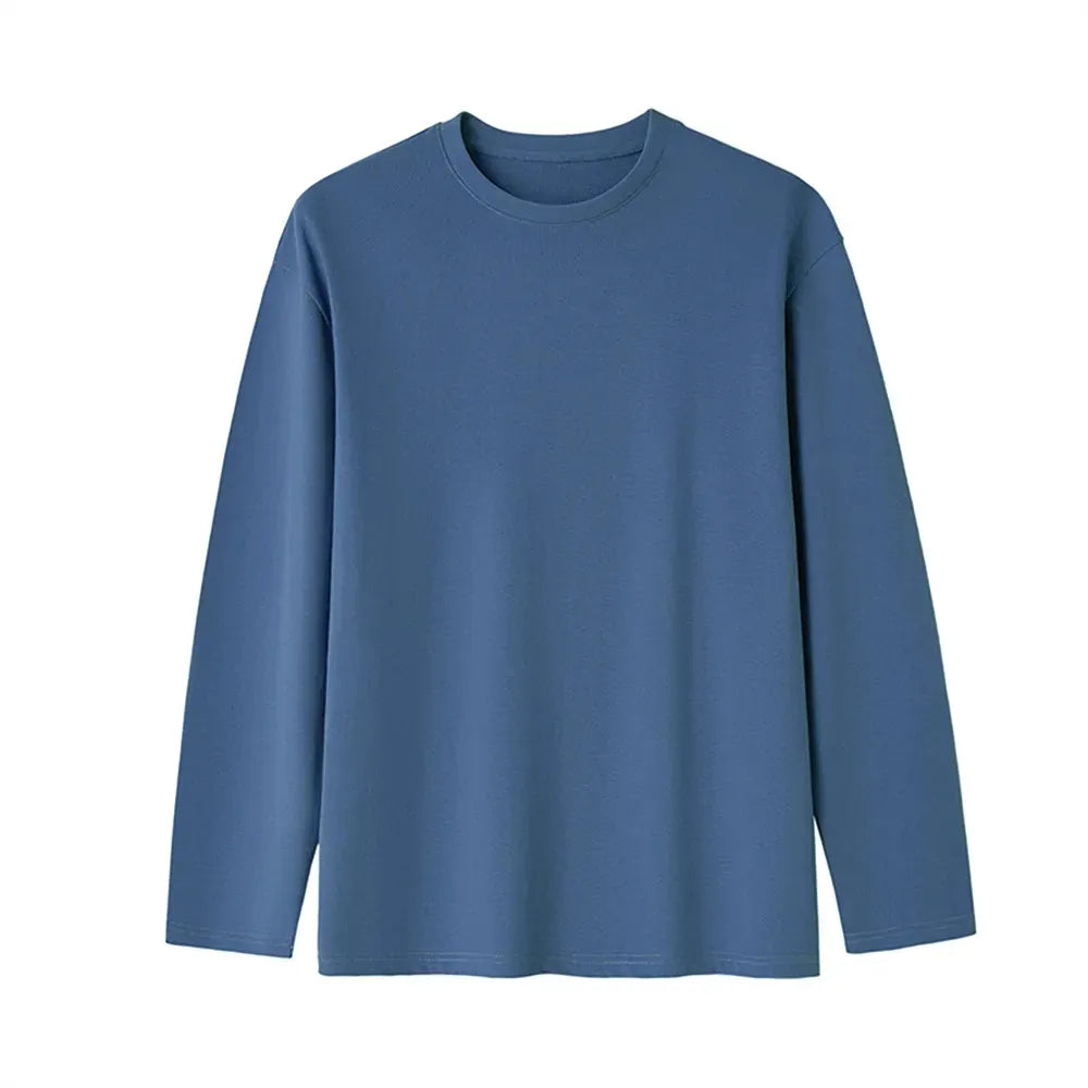 New Long Sleeve t shirt for Men Autumn Fashion Cotton Solid