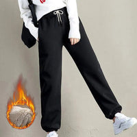 2022 Winter Women Fleece Pants Casual Keep Warm Thick Trousers Fashion Solid Color Loose Drawstring Sweatpants Plush Leggings