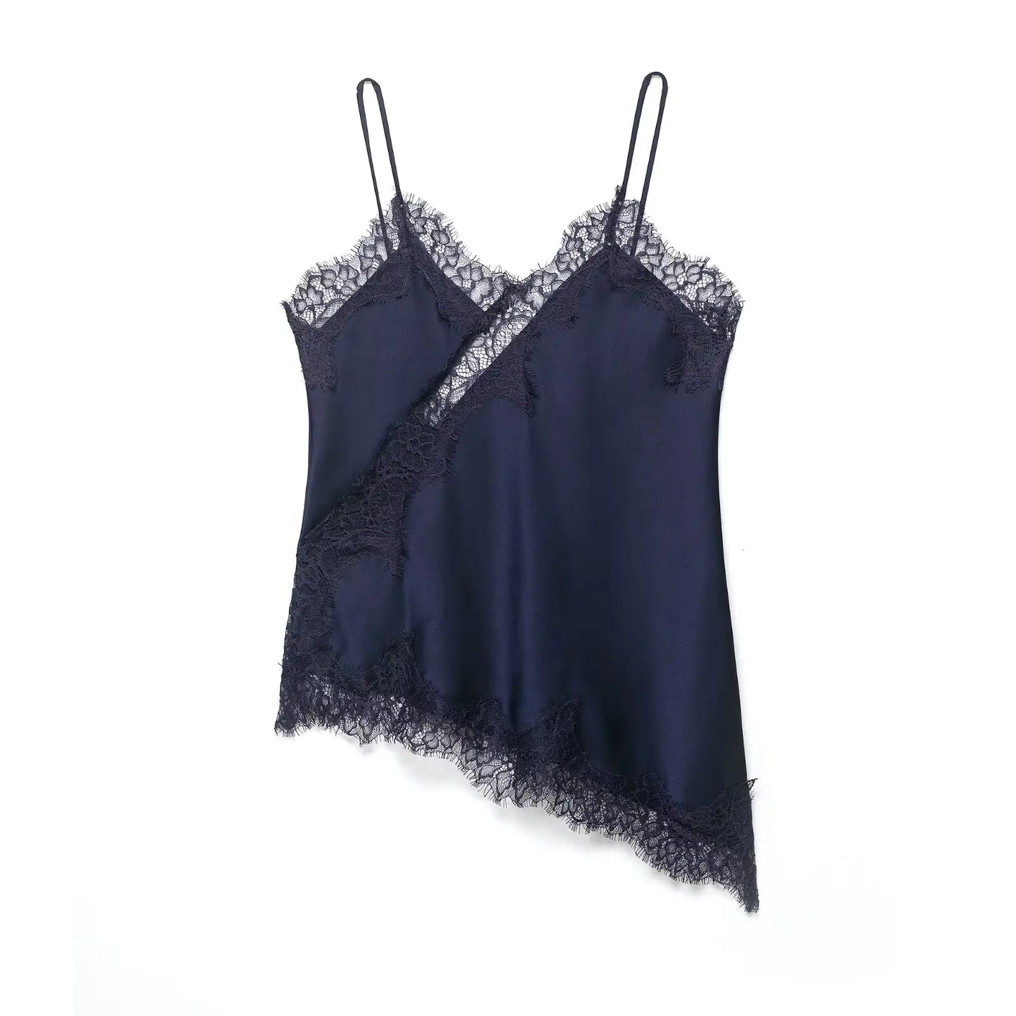 Sexy Lace Sling Tops Women's Hollow Out Sleeveless Backless Asymmetrical Hem Top 2026 Summer New Lady Fashion Short Tops